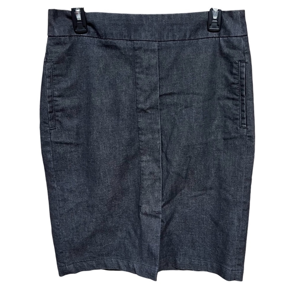 Talbots Size 8 Black Denim Skirt With Front Pockets And Faux Slit